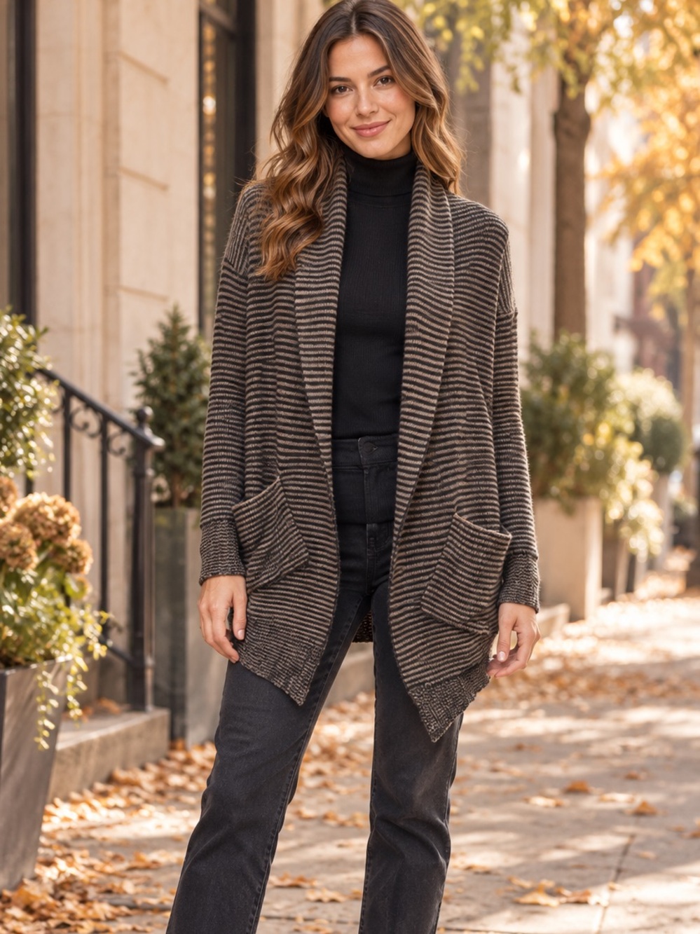 Forever 21 Boutique Striped Wool Blend Cardigan Women’s Small Draped